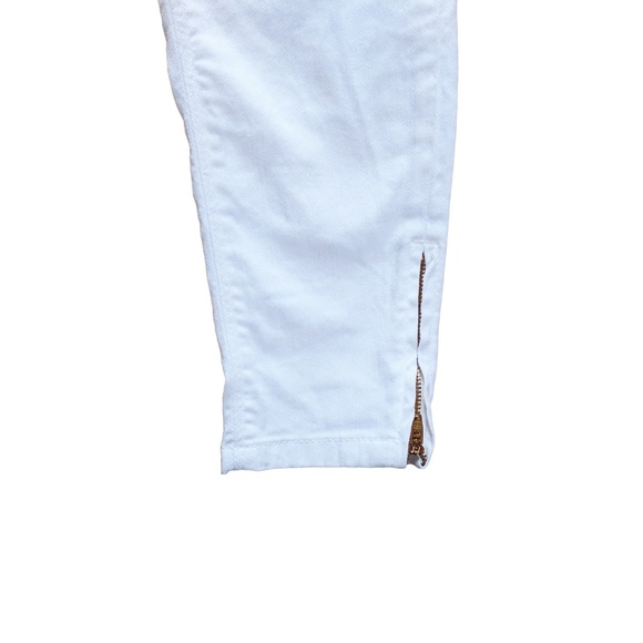 Zara White Skinny Jeans Gold Studs Ankle Zips - Picture 4 of 5